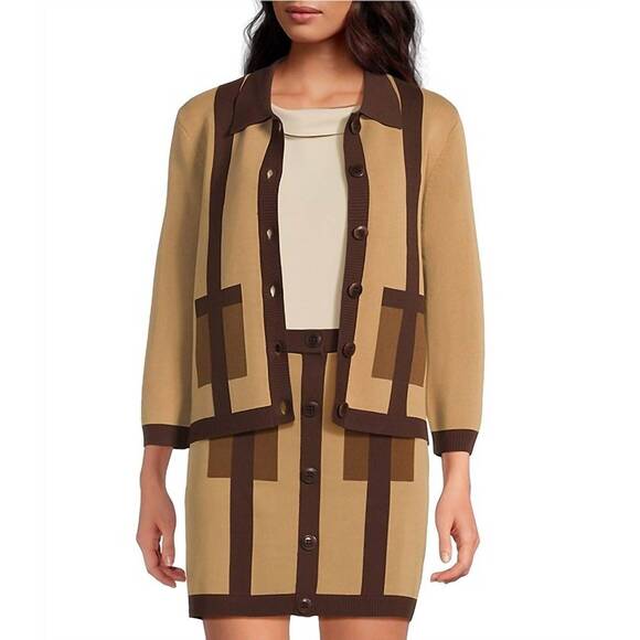 NEW TRINA TURK gaia cardigan in doe multi
